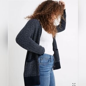 Madewell Bird's Eye Maysfield Cardigan Sweater in Coziest Yarn Womens Small
